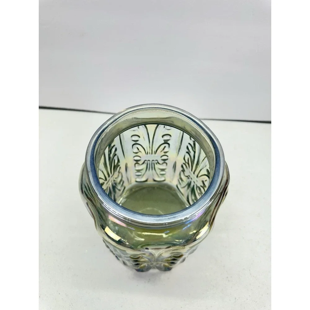 Vintage LE Smith Imperial Atterbury Scroll Canister Jar Iridescent Carnival 9